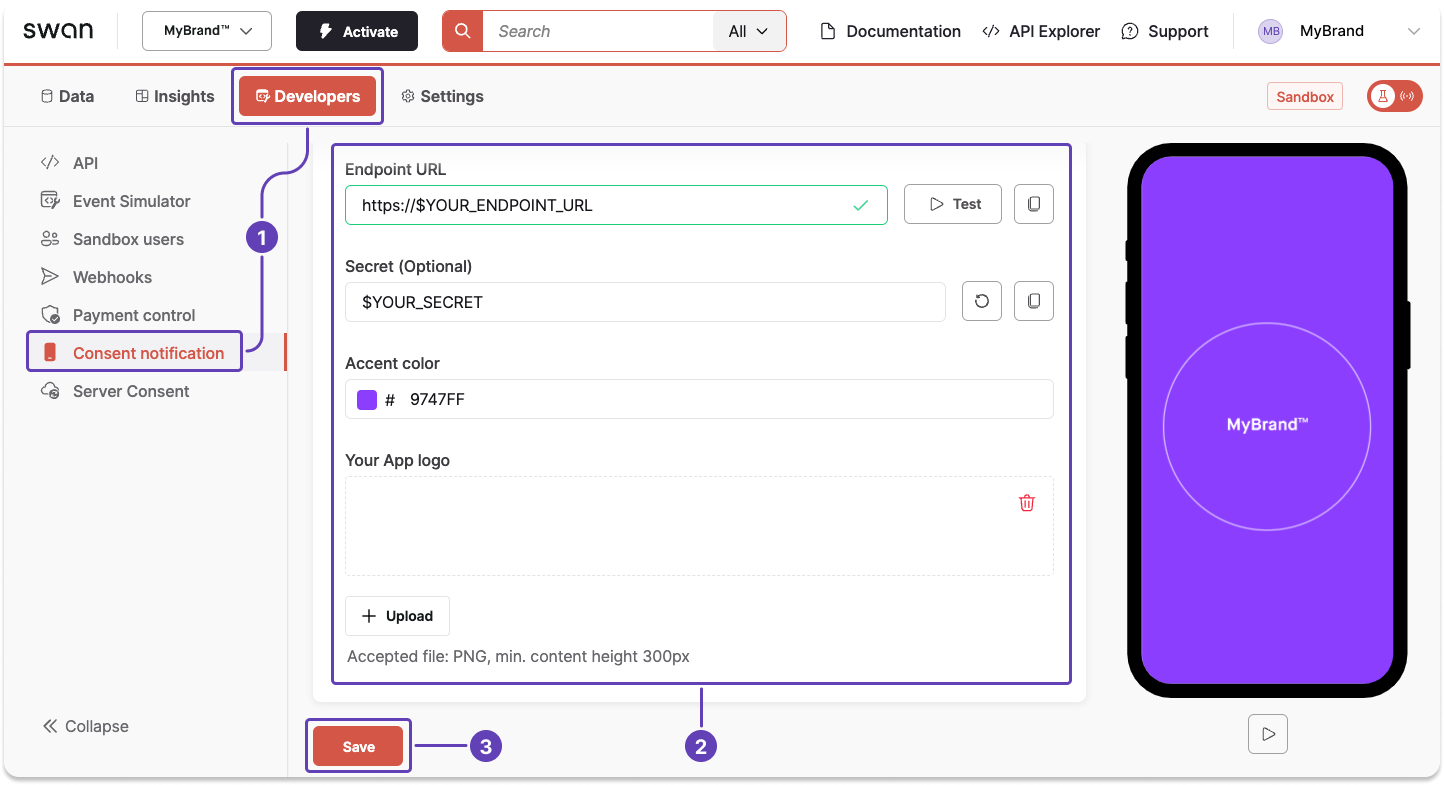 Image of Dashboard consent notification